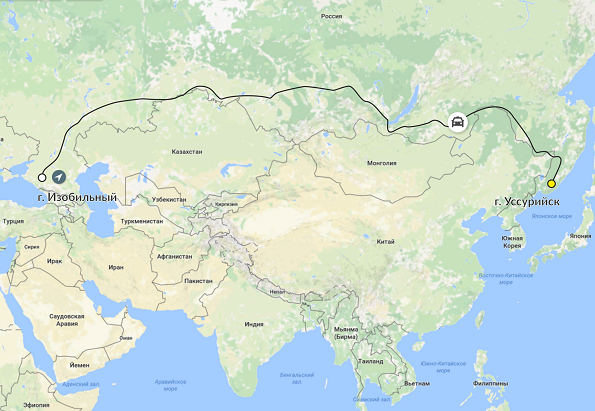 Рекорд России: на такси из Ставропольского края до Приморья